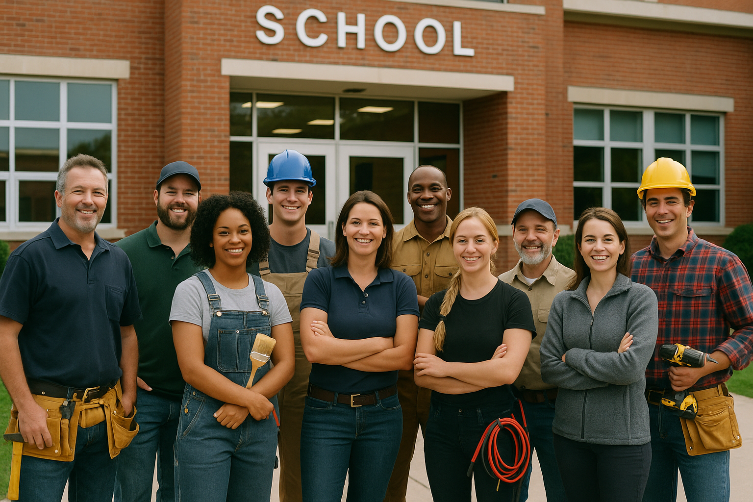 Group of contractors working on School or hospital site, that need a DBS Check