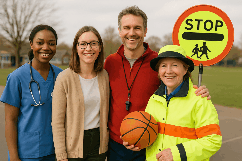 Group of people demonstrating professions that might need an Enhanced DBS Check online